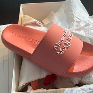 Alexander McQueen Pink Pool Slides (Brand New in Box, with Duster bag)